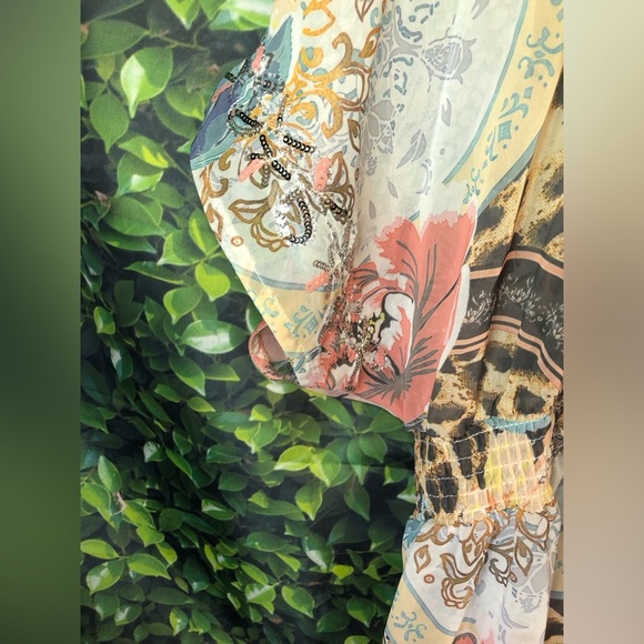 VENUS Multicolored Flutter Sleeve V-Neck Sundress - Picture 7 of 15